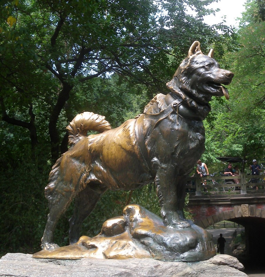 Denkmal zu Ehren des Siberian Husky Balto